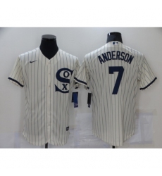 Men's Chicago White Sox #7 Tim Anderson Cream Elite 2021 Field of Dreams Jersey