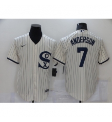 Men's Nike Chicago White Sox #7 Tim Anderson Cream Game 2021 Field of Dreams Jersey