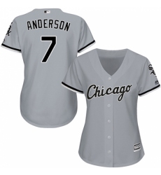 Women's Majestic Chicago White Sox #7 Tim Anderson Authentic Grey Road Cool Base MLB Jersey