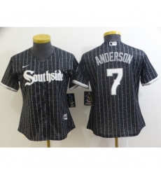 Women's Nike Chicago White Sox #7 Tim Anderson Black Gray Alternate Flex Base Jersey