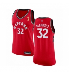 Women's Toronto Raptors #32 KJ McDaniels Swingman Red 2019 Basketball Finals Champions Jersey - Icon Edition
