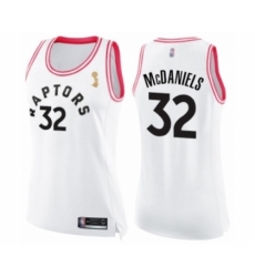 Women's Toronto Raptors #32 KJ McDaniels Swingman White Pink Fashion 2019 Basketball Finals Champions Jersey