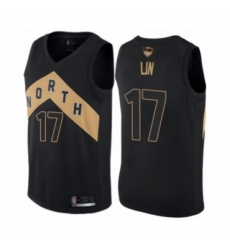 Men's Toronto Raptors #17 Jeremy Lin Swingman Black 2019 Basketball Finals Bound Jersey - City Edition