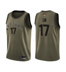 Youth Toronto Raptors #17 Jeremy Lin Swingman Green Salute to Service 2019 Basketball Finals Bound Jersey