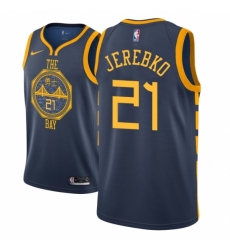 Men NBA 2018-19 Golden State Warriors #21 Jonas Jerebko City Edition Navy Jersey