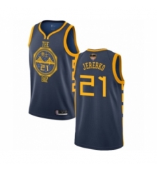 Men's Golden State Warriors #21 Jonas Jerebko Swingman Navy Blue Basketball 2019 Basketball Finals Bound Jersey - City Edition