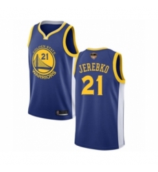 Men's Golden State Warriors #21 Jonas Jerebko Swingman Royal Blue Basketball 2019 Basketball Finals Bound Jersey - Icon Edition