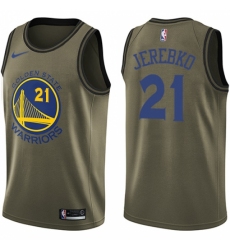 Men's Nike Golden State Warriors #21 Jonas Jerebko Green NBA Swingman Salute to Service Jersey