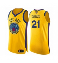 Women's Golden State Warriors #21 Jonas Jerebko Swingman Gold Basketball 2019 Basketball Finals Bound Jersey - City Edition