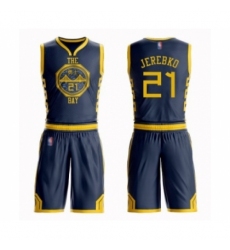 Women's Golden State Warriors #21 Jonas Jerebko Swingman Navy Blue Basketball Suit Jersey - City Edition