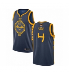 Men's Golden State Warriors #4 Quinn Cook Swingman Navy Blue Basketball 2019 Basketball Finals Bound Jersey - City Edition