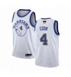Youth Golden State Warriors #4 Quinn Cook Authentic White Hardwood Classics Basketball 2019 Basketball Finals Bound Jersey