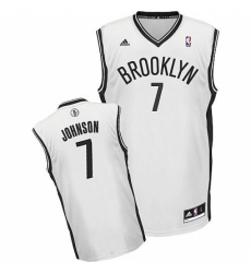 Nets #7 Joe Johnson White Home Revolution 30 Stitched NBA Jersey