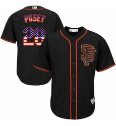 Men's Majestic San Francisco Giants #28 Buster Posey Authentic Black USA Flag Fashion MLB Jersey