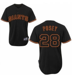 Men's Majestic San Francisco Giants #28 Buster Posey Replica Black Fashion MLB Jersey
