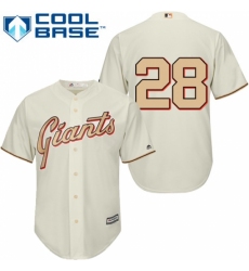 Men's Majestic San Francisco Giants #28 Buster Posey Replica Cream Commemorative Cool Base MLB Jersey