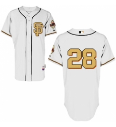 Men's Majestic San Francisco Giants #28 Buster Posey Replica Cream/Gold No. MLB Jersey