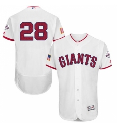 Men's Majestic San Francisco Giants #28 Buster Posey White Fashion Stars & Stripes Flex Base MLB Jersey