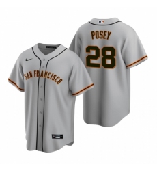 Men's Nike San Francisco Giants #28 Buster Posey Gray Road Stitched Baseball Jersey