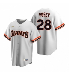 Men's Nike San Francisco Giants #28 Buster Posey White Cooperstown Collection Home Stitched Baseball Jersey