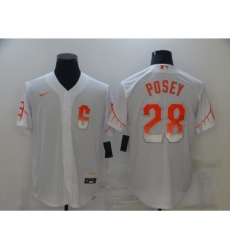 Men's San Francisco Giants #28 Buster Posey Nike White 2021 City Connect Replica Player Jersey