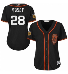 Women's Majestic San Francisco Giants #28 Buster Posey Authentic Black 2017 Spring Training Cool Base MLB Jersey