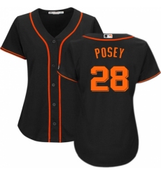 Women's Majestic San Francisco Giants #28 Buster Posey Authentic Black Alternate Cool Base MLB Jersey