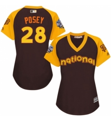 Women's Majestic San Francisco Giants #28 Buster Posey Authentic Brown 2016 All-Star National League BP Cool Base MLB Jersey