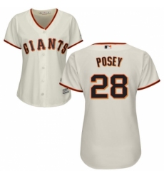 Women's Majestic San Francisco Giants #28 Buster Posey Authentic Cream Home Cool Base MLB Jersey