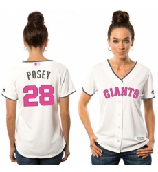 Women's Majestic San Francisco Giants #28 Buster Posey Replica White Mother's Day Cool Base MLB Jersey