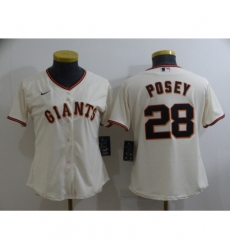 Women's San Francisco Giants #28 Buster Posey Authentic Cream Home Jersey