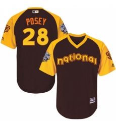 Youth Majestic San Francisco Giants #28 Buster Posey Authentic Brown 2016 All-Star National League BP Cool Base MLB Jersey