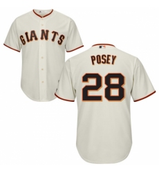 Youth Majestic San Francisco Giants #28 Buster Posey Authentic Cream Home Cool Base MLB Jersey