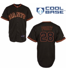 Youth Majestic San Francisco Giants #28 Buster Posey Replica Black Cool Base MLB Jersey