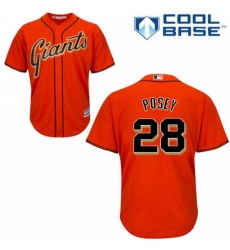 Youth Majestic San Francisco Giants #28 Buster Posey Replica Orange Alternate Cool Base MLB Jersey