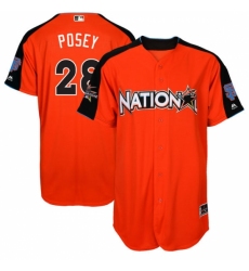 Youth Majestic San Francisco Giants #28 Buster Posey Replica Orange National League 2017 MLB All-Star MLB Jersey