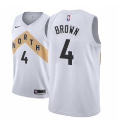 Men NBA 2018-19 Toronto Raptors #4 Lorenzo Brown City Edition White Jersey