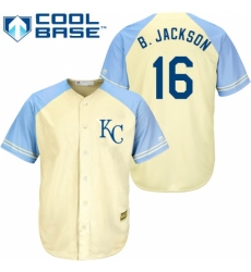 Men's Majestic Kansas City Royals #16 Bo Jackson Replica Cream Exclusive Vintage Cool Base MLB Jersey