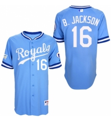 Men's Majestic Kansas City Royals #16 Bo Jackson Replica Light Blue 1985 Turn Back The Clock MLB Jersey