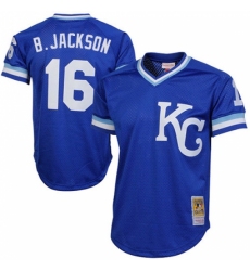 Men's Mitchell and Ness Kansas City Royals #16 Bo Jackson Authentic Royal Blue Throwback MLB Jersey