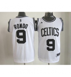 Celtics #9 Rajon Rondo White(Black No.) Stitched NBA Jersey
