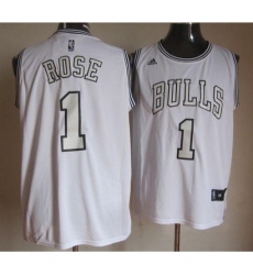 Bulls #1 Derrick Rose White On White Stitched NBA Jersey