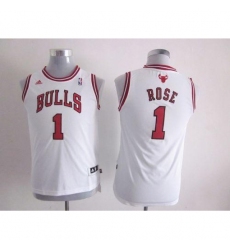 Bulls #1 Derrick Rose White Stitched Youth NBA Jersey