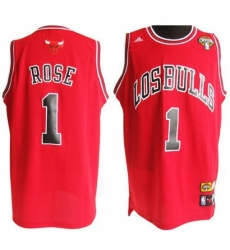 Latin Nights Bulls #1 Derrick Rose Red Stitched NBA Jersey