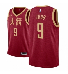 Men NBA 2018-19 Houston Rockets #9 Zhou Qi City Edition Red Jersey