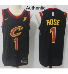 Men's Nike Cleveland Cavaliers #1 Derrick Rose Black NBA Authentic Statement Edition Jersey