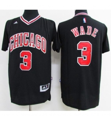Chicago Bulls #3 Dwyane Wade Black Short Sleeve Stitched NBA Jerseyy