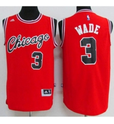 Chicago Bulls #3 Dwyane Wade Red Crabbed Typeface Throwback Stitched NBA Jersey