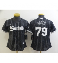 Women's Nike Chicago White Sox #79 Jose Abreu Black Gray Alternate Flex Base Jersey