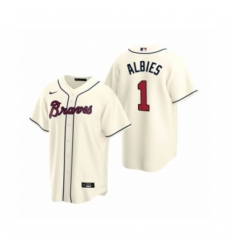 Men's Atlanta Braves #1 Ozzie Albies Nike Cream 2020 Replica Alternate Jersey